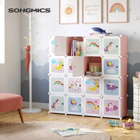 Conjunto de 16 cubos arrumação para crianças 123 x 31 x 123 cm Rosa
