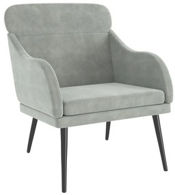 Cadeira com apoio de braços 63x76x80 cm veludo cinzento-claro
