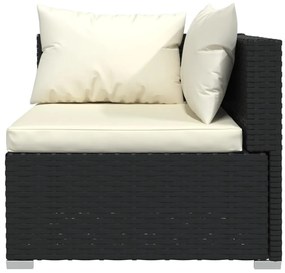 4 pcs conjunto lounge de jardim c/ almofadões vime PE preto
