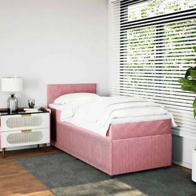 Cama com molas/colchão 80x200 cm veludo rosa