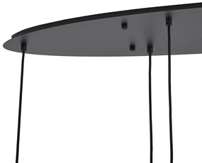 Candeeiro suspenso moderno preto com vidro branco retangular 6-luzes - Misty Moderno