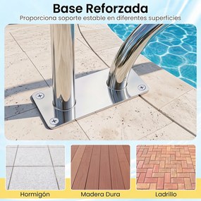 Conjunto de 2 Corrimãos para Piscina, 82,5 x 57 cm, Pega Ergonómica, Prateado