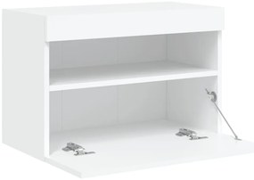 Móvel de parede para TV com luzes LED 60x30x40 cm branco