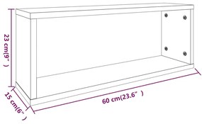 Prateleiras parede 4 pcs madeira processada 60x15x23 cm fumado