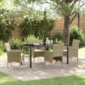 Conjunto de Jantar de Jardim 5 peças Bege Rattan PE