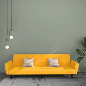 337543 vidaXL Sofá-cama de 2 lugares veludo amarelo