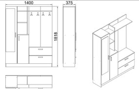 Cabideiro DD5 – Branco – 140x181,8x36,8 cm