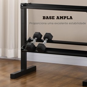 Suporte para Halteres de 2 Níveis Suporte de Armazenamento para Halteres 92,5x50,5x80,5 cm Preto