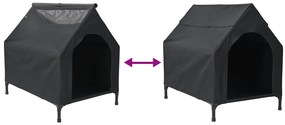 Casa para Cão de Tecido Oxford Preto e Aço