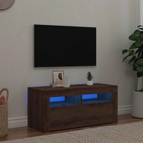 vidaXL Móvel TV c/ luzes LED derivados de madeira carvalho artisiano
