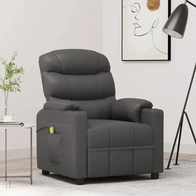 348066 vidaXL Cadeira de massagens couro artificial cinzento