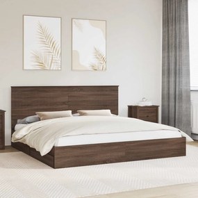 vidaXL Cama com Armazenamento com gaveta Carvalho Marrom 200 x 200 cm