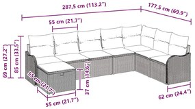Conjunto de Sofá vidaXL de 8 Peças com Almofadas Bege em Rattan Poliés