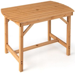 Mesa de jantar externa em madeira de abeto com orifício para guarda-chuva de 4 cm para 4-6 pessoas para jardim no pátio 100 x 60 x 75 cm natural