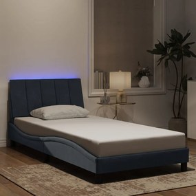 Estrutura de cama c/ luzes LED 100x200cm veludo cinzento-escuro