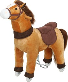 Cavalo de Montar para Crianças, 70 x 30 x 75 cm, Movimento sem Pilhas, Castanho