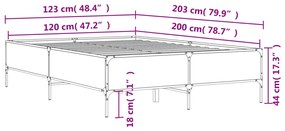 Estrutura de cama 120x200 cm derivados madeira/metal