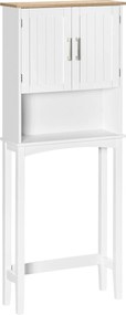kleankin Armário sobre Sanita Armário Alto para Lavanderia com Armário e Prateleira de Armazenamento 64x22x165cm Branco | Aosom Portugal