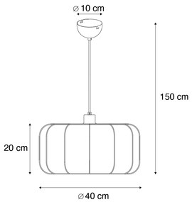 Candeeiro suspenso Japandi preto com branco 40cm - Madleine Japandi