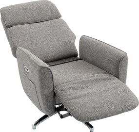 Poltrona Relaxante Elétrica Giratória, 87 x 76 x 114 cm, Apoio de Cabeça Regulável, Cinzenta