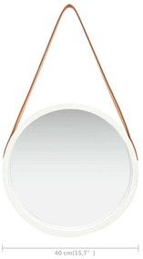 Espelho de parede com alça 40 cm branco