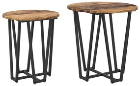 Mesa de Apoio 2 pcs de Madeira Velha, Engenharia de Madeira e Metal