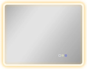 HOMCOM Espelho LED para Casa de Banho 90x70 cm com Bluetooth, 3 Tons de Luz, Antiembaciamento, Memória e IP44 | Aosom Portugal