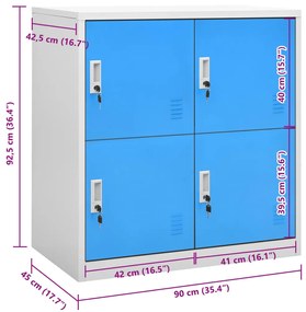 Cacifo 90x45x92,5 cm aço cinzento-claro e azul