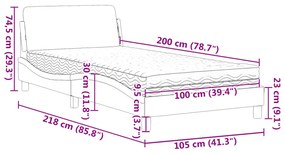 Cama com colchão 100x200 cm couro artificial cinzento