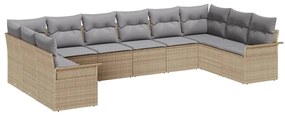 Conjunto de Sofá vidaXL para Jardim de 10 Peças com Almofadas Bege Rat