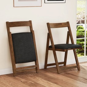 Conjunto de 2 cadeiras dobráveis para sala de jantar, cadeiras de cozinha com encosto curvo, cadeira acolchoada, capacidade de carga de 150 kg