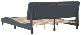 Estrutura de cama c/ luzes LED 160x200cm veludo cinzento-escuro