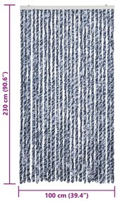 Cortina anti-insetos 100x230 cm chenille azul e branco