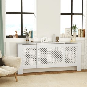Cobertura para radiador ajustável 136-200 x 21,5 x 91,7 cm, design contemporâneo, comprimento extensível , branco