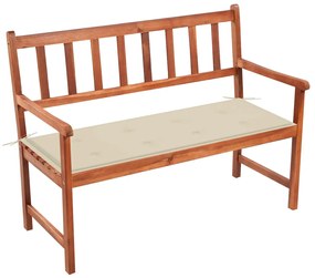 vidaXL Banco de jardim c/ almofadão 120 cm madeira de acácia maciça