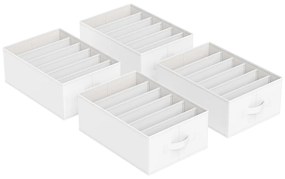 Conjunto de 4 dobráveis Caixas 42 x 30 x 17 cm Organizadoras de roupeiros 6 compartimentos Brancas