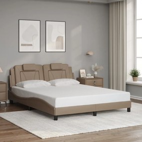Estrutura cama cabeceira 160x200 cm couro artificial cappuccino