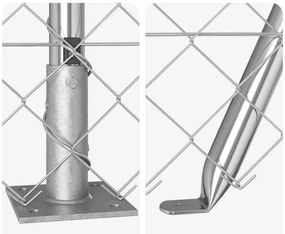 Conjunto de Postes de Cerca Prateado Largo Aço Galvanizado