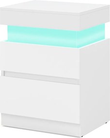 Mesa de cabeceira com base de carregamento e com iluminação 35 x 40 x 55 cm Branca