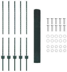 Conjunto de Cerca de Jardim Conjunto de 2 Verde Metal 10 x 1 m