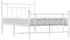 Estrutura de cama com cabeceira e pés 107x203 cm metal branco