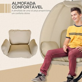 Cadeira Suspensa Tipo Ovo com Suporte Baloiço de Jardim com Cesto Dobrável e Almofada Baloiço Suspenso 125x95x170 cm Caqui