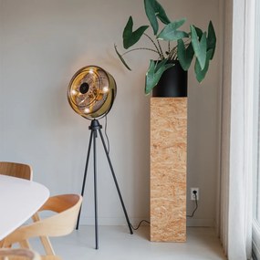 Ventilador de chão preto com dourado 4 luzes regulável - Kim