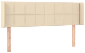 Cabeceira de cama c/ luzes LED tecido 147x16x78/88 cm cor creme