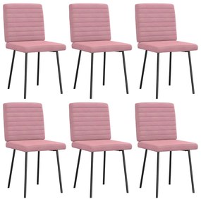 Cadeiras de jantar 6 pcs veludo rosa