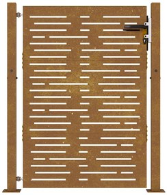 Portão de jardim 105x130 cm aço corten design bambu