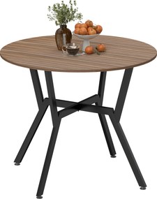 HOMCOM Mesa de Cozinha Redonda Mesa de Jantar Estilo Industrial com Bancada de Madeira e Estrutura de Aço Ø90x76 cm Marrom e Preto | Aosom Portugal