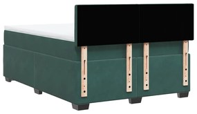 Cama com molas/colchão 160x200 cm veludo verde-escuro