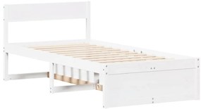 Cama sem colchão 75x190 cm madeira de pinho maciça branco