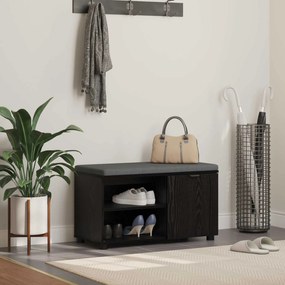 vidaXL Banco de Hall com almofada Liso Carvalho Preto 80 x 38 x 46 cm